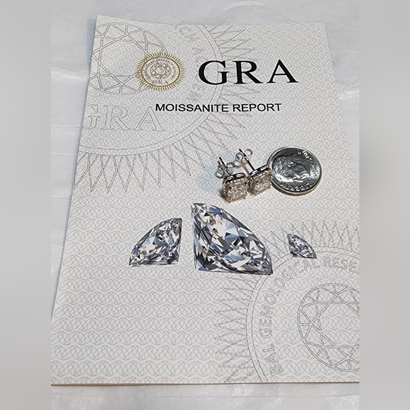 New Moissanite Sterling Siliver Stud Earrings With GRA Certification - Picture 2 of 5